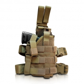 Pistolera militar universal | Ambidiestros | Sujeción a pierna y cinturón | Color coyote | Elite Bags