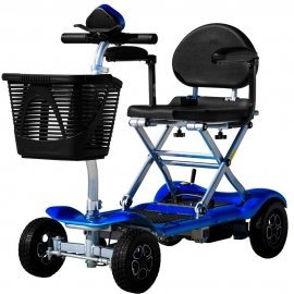 Scooter para ancianos | Transportable | Ligero y compacto | Plegado electrónico | Azul | Bravo | Libercar