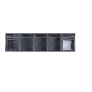 Dispensador transparente de 5 cajetines basculantes