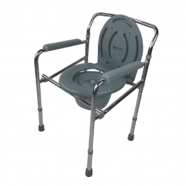 Silla WC | Con tapa | Altura regulable | Reposabrazos | Acero cromado | Puente | Mobiclinic