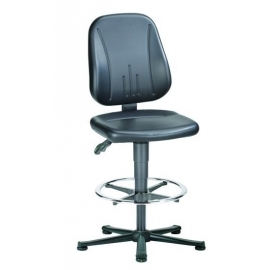 Taburete Unitec cuero sintético con aro reposapiés altura asiento 580-850 mm