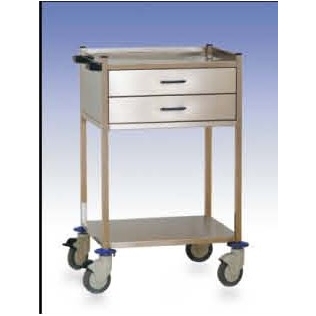 Carro hospitalario 2 cajones superior | ac. inox.
