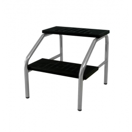 Banquillo acero inoxidable | 2 tramos | Superficie goma antideslizante | Topes antideslizantes | Negro | Mobiclinic