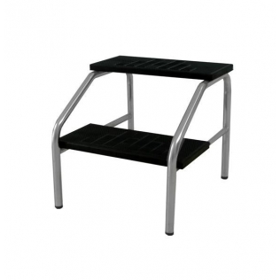 Banquillo acero inoxidable | 2 tramos | Superficie goma antideslizante | Topes antideslizantes | Negro | Mobiclinic