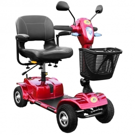 Scooter eléctrico para adultos | 4 ruedas macizas o neumáticas | Desmontable | Compacta | Color rojo | Urban | Libercar