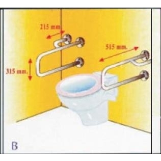 Barra asidero | soporte de seguridad | acero inoxidable | 515 x 315mm | Mobiclinic