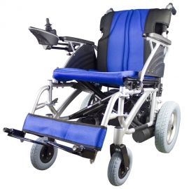 Silla de ruedas eléctrica | Plegable |Auton. 20 km | Aluminio | 24V | Azul y negra | Lyra | Mobiclinic