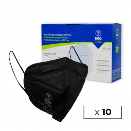 10 Mascarillas Adulto FFP2 | Negro | 0,9€ud | Autofiltrantes | Marcado CE | Caja de 10 uds | EMO