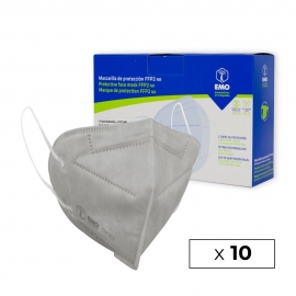 10 Mascarillas Adulto FFP2 | Gris perla | 0,9€/ud | Autofiltrantes | Marcado CE | Caja de 10 uds | EMO