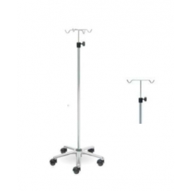 Porta sueros hospitalario | Ganchos | Altura regulable | Base ABS | 5 Ruedas |