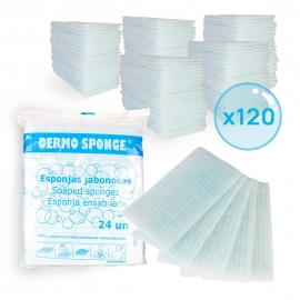 120 esponjas jabonosas | Uso casi sin agua | Desechables | Hidratante | Suave