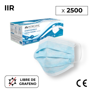 2500 Mascarillas Quirúrgicas IIR | 0,10€/ud | Mobiclinic | 50 cajas de 50 uds | 3 capas | Desechables