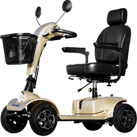 Scooter movilidad reducida | Ruedas neumáticas | Asiento deluxe regulable | USB | Champagne | Cruiser | Libercar