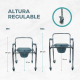 Silla con WC | Plegable | Altura regulable| Reposabrazos | Ajustable | Con tapa | Muelle | Mobiclinic - Foto 9