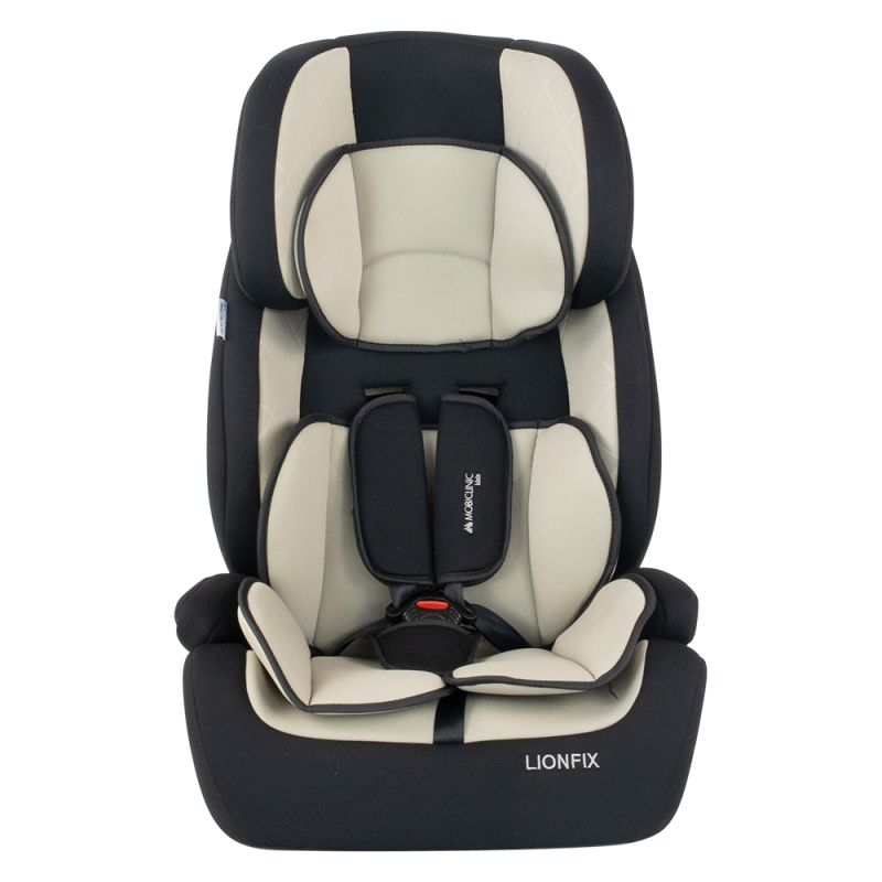 Silla de coche bebé Isofix 1 2 3, Protecciones laterales, De 9 a 36 kg, Respaldo extraíble, Beige, Lionfix