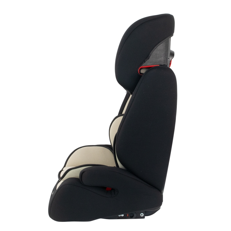 Silla de coche bebé Isofix 1 2 3, Protecciones laterales, De 9 a 36 kg, Respaldo extraíble, Beige, Lionfix