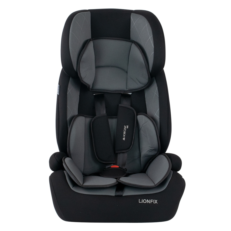 Silla de coche bebé Isofix 1 2 3, Protecciones laterales, De 9 a 36 kg, Respaldo extraíble, Gris, Lionfix