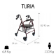 Andador ortopédico | Plegable | Frenos de maneta | 4 ruedas | Asiento y respaldo | Burdeos | TURIA | Clinicalfy - Foto 3