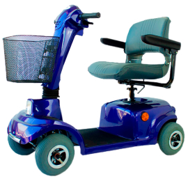 Scooter eléctrico movilidad reducida | Auton. 45 km | 4 ruedas | Asiento giratorio y plegable | 36Ah | Azul | Piscis |Mobiclinic
