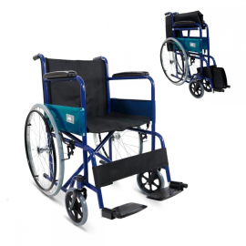 Silla de ruedas plegable | Ruedas grandes | Ligera | Ortopédica | Azul | Alcázar | Mobiclinic