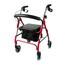 Andador para ancianos | Plegable | Aluminio | 4 ruedas | Frenos en manetas | Asiento y respaldo | Sinagoga | Mobiclinic