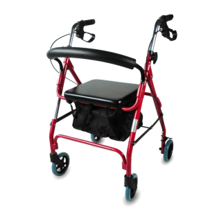 Andador para ancianos | Plegable | Aluminio | 4 ruedas | Frenos en manetas | Asiento y respaldo | Sinagoga | Mobiclinic