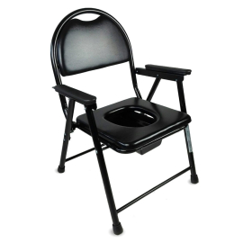 Silla WC | Plegable | Acero cromado | Reposabrazos | Negro | Guadalquivir | Mobiclinic