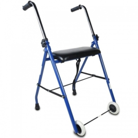 Andador para ancianos | Plegable | Asiento | 2 ruedas | Azul | Mérida | Clinicalfy