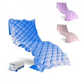 Colchón antiescaras de aire | Con compresor | PVC médico ignífugo | 200x90x7 cm | 130 celdas | Azul | Mobi 1 | Mobiclinic