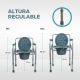 Silla con WC | Plegable | Con tapa | Altura regulable | Reposabrazos | Aluminio | Mar | Mobiclinic - Foto 10