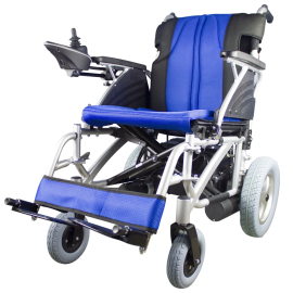 Silla de ruedas eléctrica | Plegable |Auton. 20 km | Aluminio | 24V | Azul y negra | Lyra | Mobiclinic