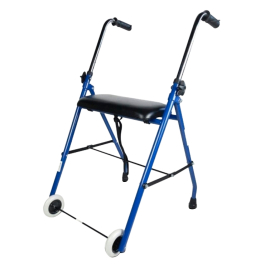 Andador para ancianos | Plegable | Asiento | 2 ruedas | Azul | Emérita | Mobiclinic