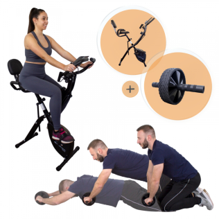 Pack Operación Biquini: A tope de cardio | Bicicleta estática | Plegable | Rueda de abdominales | Multifuncional | Mobiclinic