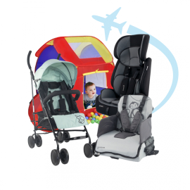 Pack Kids Viaje y Juego | Tienda de campaña infantil | Silla de paseos bebé | Trona de viaje | Silla de coche bebé | Mobiclinic