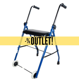 OUTLET | Andador para ancianos | Plegable | Asiento | 2 ruedas | Azul | Emérita | Mobiclinic