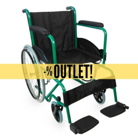 OUTLET | Silla de ruedas | Plegable | Rueda grande | Resistente | Reposabrazos y reposapiés fijos | Verde| Alcazaba | Mobiclinic