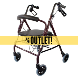 OUTLET | Andador | Plegable | Aluminio | Frenos en manetas | Asiento y respaldo | 4 ruedas | Burdeos | Escorial | Mobiclinic