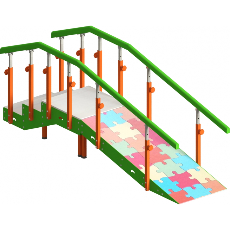 Escalera con rampa infantil 3 escalones c/pasamanos reg