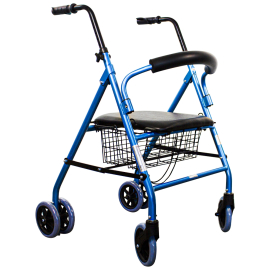 Andador para adultos | Plegable | Aluminio | Asiento y respaldo | Azul | Paterna | Clinicalfy