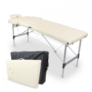 Camilla de masaje plegable, Reposacabezas, Portátil, Aluminio, 186x60  cm, Crema