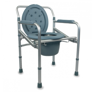 Silla con WC | Plegable | Con tapa | Altura regulable | Reposabrazos | Aluminio | Mar | Mobiclinic