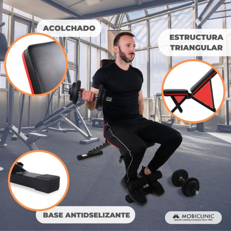 Banco de pesas ajustable, bancos de entrenamiento plegables inclinados,  banco de fitness profesional para ejercicio de cuerpo completo, fácil de