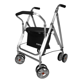 Andador con asiento | Aluminio | 4 ruedas | Negro | Kanguro HD | FORTA