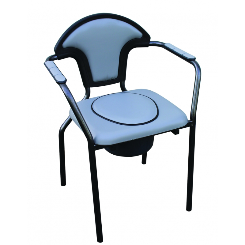 Silla WC, Portátil, Reposabrazos, Acero