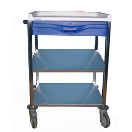 Carro hospitalario | 1 cajón superior 110mm y estante intermedio | Azul