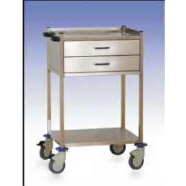 Carro hospitalario 2 cajones superior | ac. inox.
