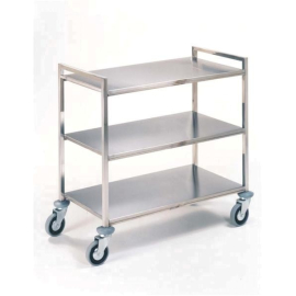 Carro porta-contenedores |Acero inoxidable | 3 Baldas | Paragolpes | 2 Frenos