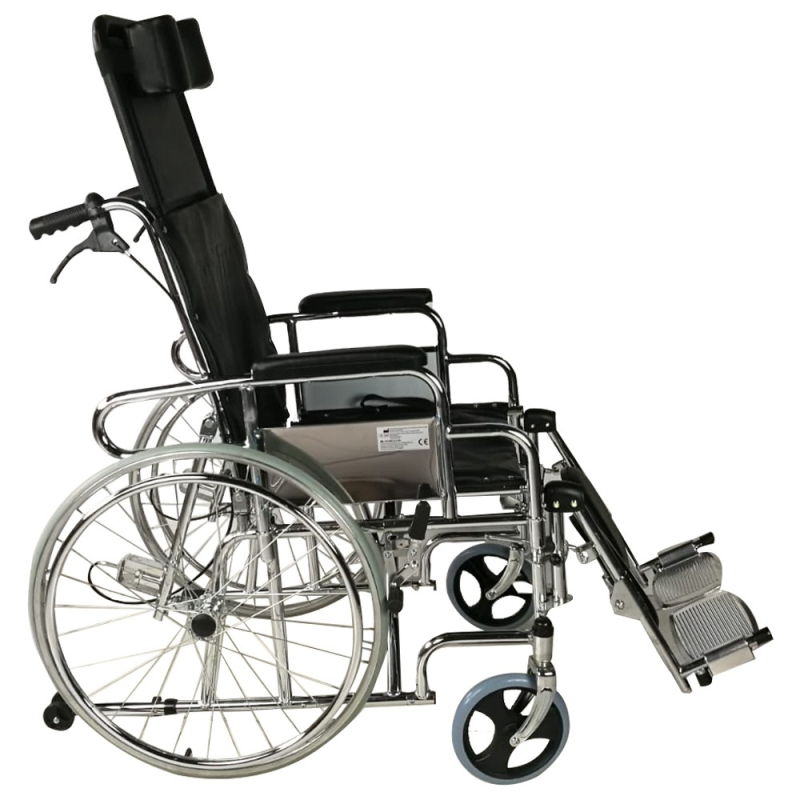 Silla de ruedas plegable, Respaldo reclinable, Elevador de piernas y  reposacabeza, Ortopédica, Obelisco