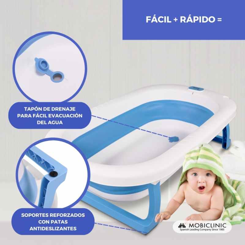 Bañera De Bebe Plegable Bañadera Con Patas Portatil Rooby