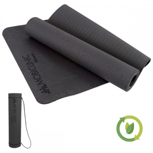 Esterilla de yoga | Antideslizante | 181x61cm | 6mm grosor | Cinta transporte | Flexible| Ecológico | Negro | EY-01| Mobiclinic